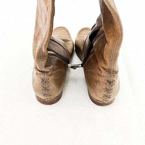 Frye Jillian Pull On Boot Leather Boots Light Brown Round Toe Side Zip Size 8 - Picture 3 of 6